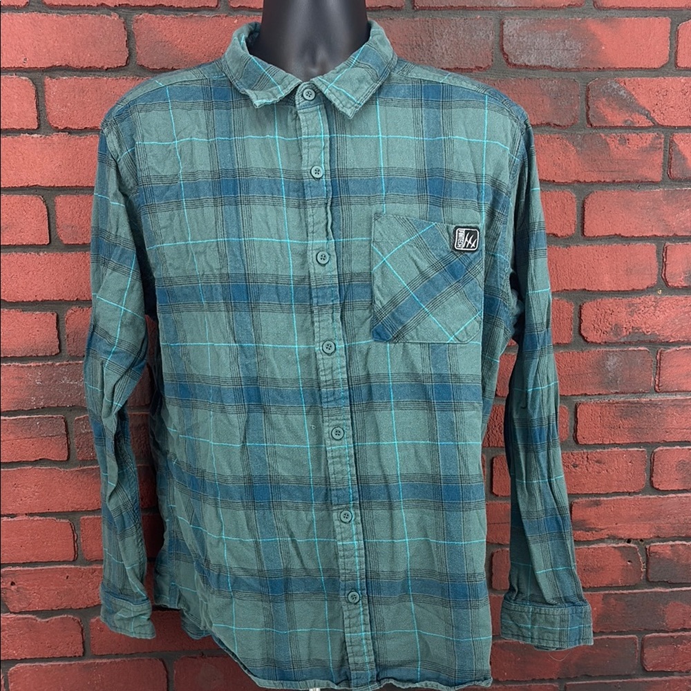 Fintech Shirt Mens XXL Plaid Button Down‎